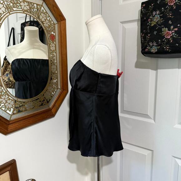 Ann Taylor LOFT Black Silk Strapless Milkmaid Peplum Babydoll Top 6/S - Picture 3 of 8